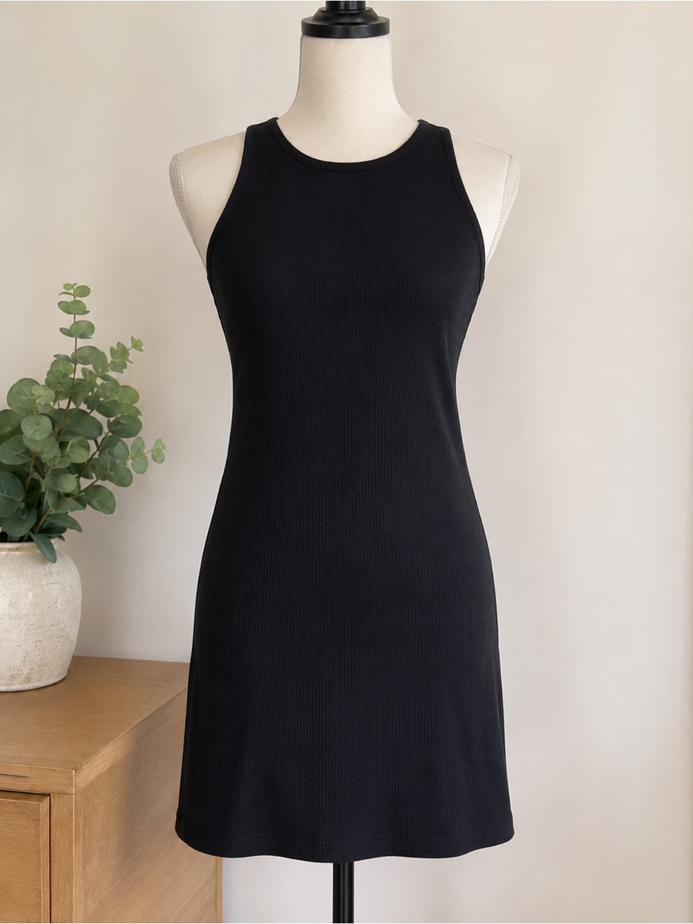 Reformation Jeans Black Ribbed Mini Dress 90s Minimalist Size Large